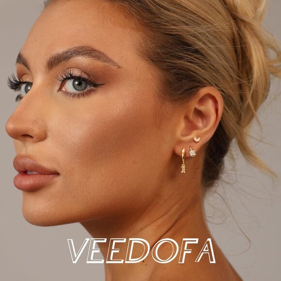 🆕 Women Gold Small Hoop Earrings Trendy Chunky Multiple Piercing Jewelry Gift - Picture 5 of 7